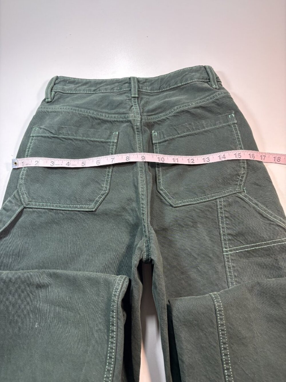 PacSun Green Cargo Pants Women's Size 26/28 Y2K Baggy Utility Contrast Stitch - Picture 8 of 14